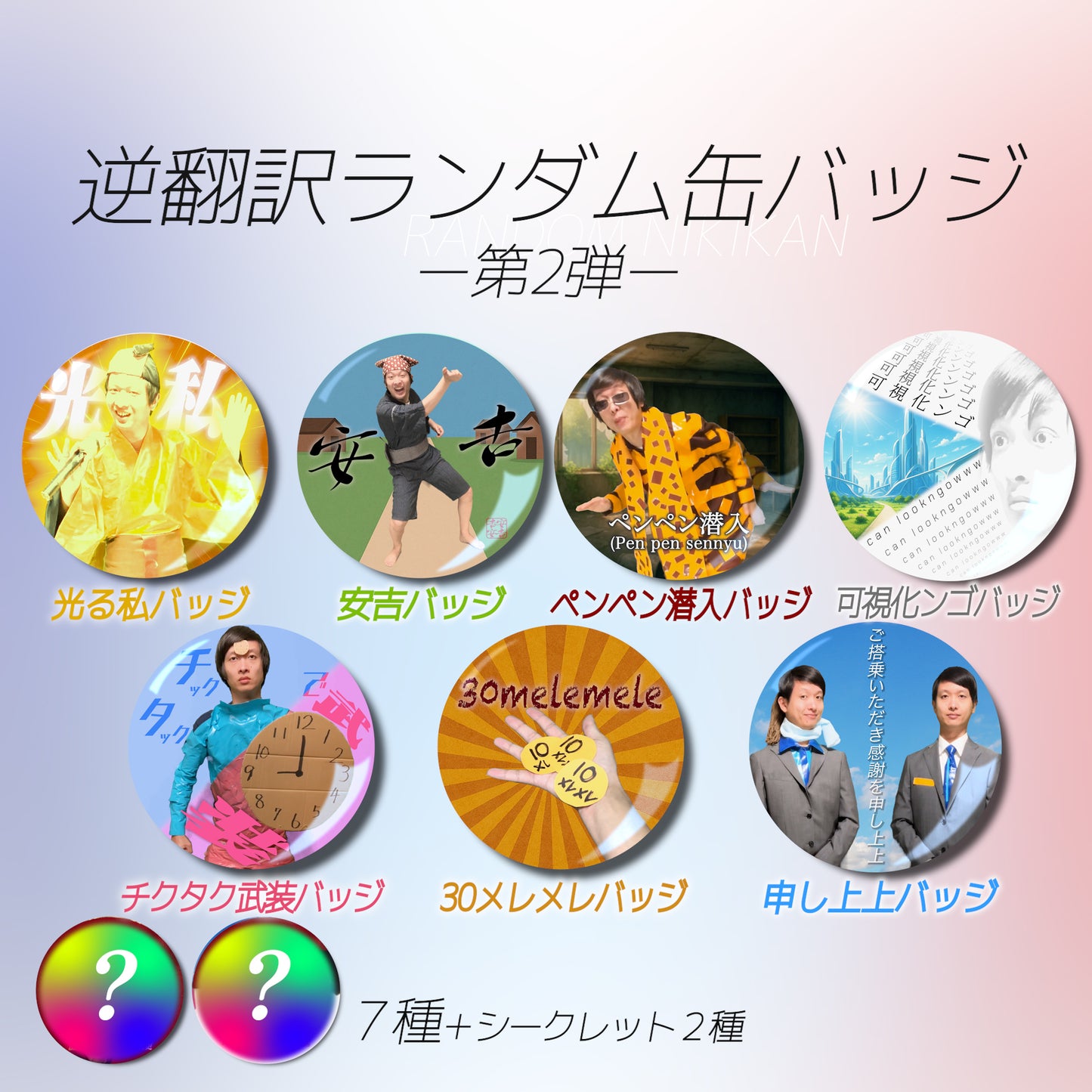 第2弾!逆翻訳ランダム缶バッジ
